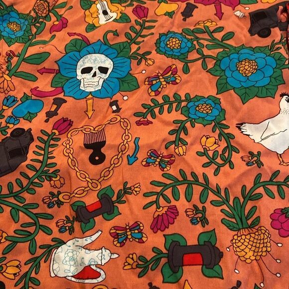 Roberto Lugo All Gender Floral Skulls and Trucks rayon Button Down Shirt Size 3x - Picture 4 of 11